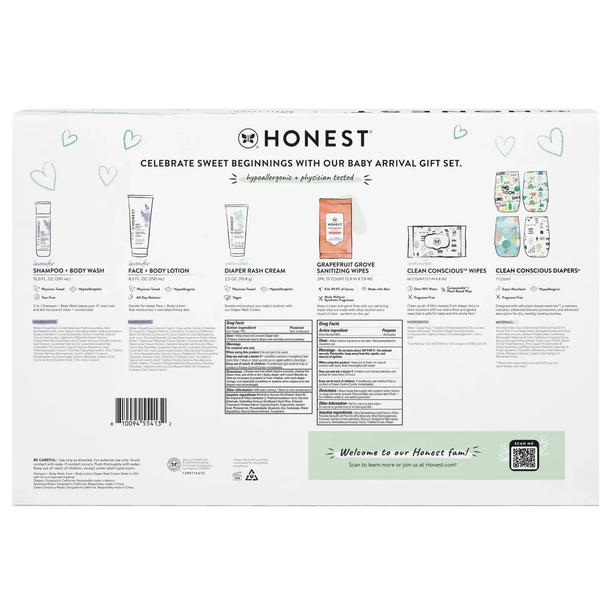 The Honest Company Baby Arrival Gift Set: 6 Pieces, Moisturizing, Basic Cleansing, Lavender Scent