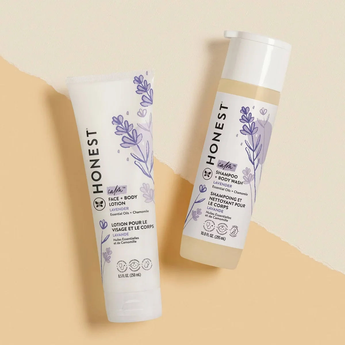 The Honest Company Calm Shampoo + Body Wash and Lotion Duo - Lavender - 18.5 fl oz: Moisturizing, Soothing, Dye-Free