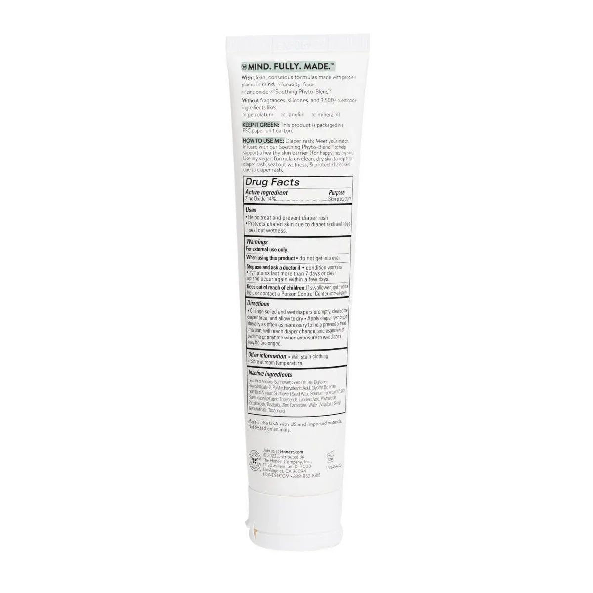 The Honest Company Sensitive Everyday Diaper Rash Cream Fragrance Free