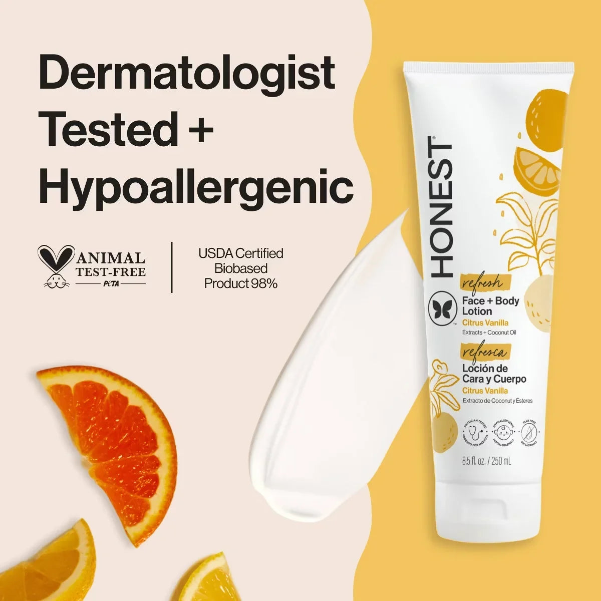 The Honest Company Refresh Face + Body Lotion - Citrus Vanilla - 8.5 fl oz: Dye-Free, Paraben-Free, Silicone-Free, Mineral Oil-Free