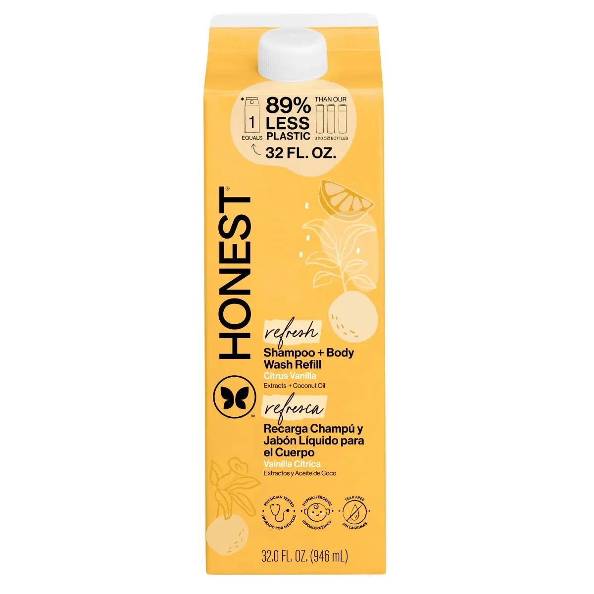 The Honest Company Refresh Shampoo + Body Wash Refill - Citrus Vanilla - 32 fl oz: Basic Cleansing, All Hair Types, Daily Use