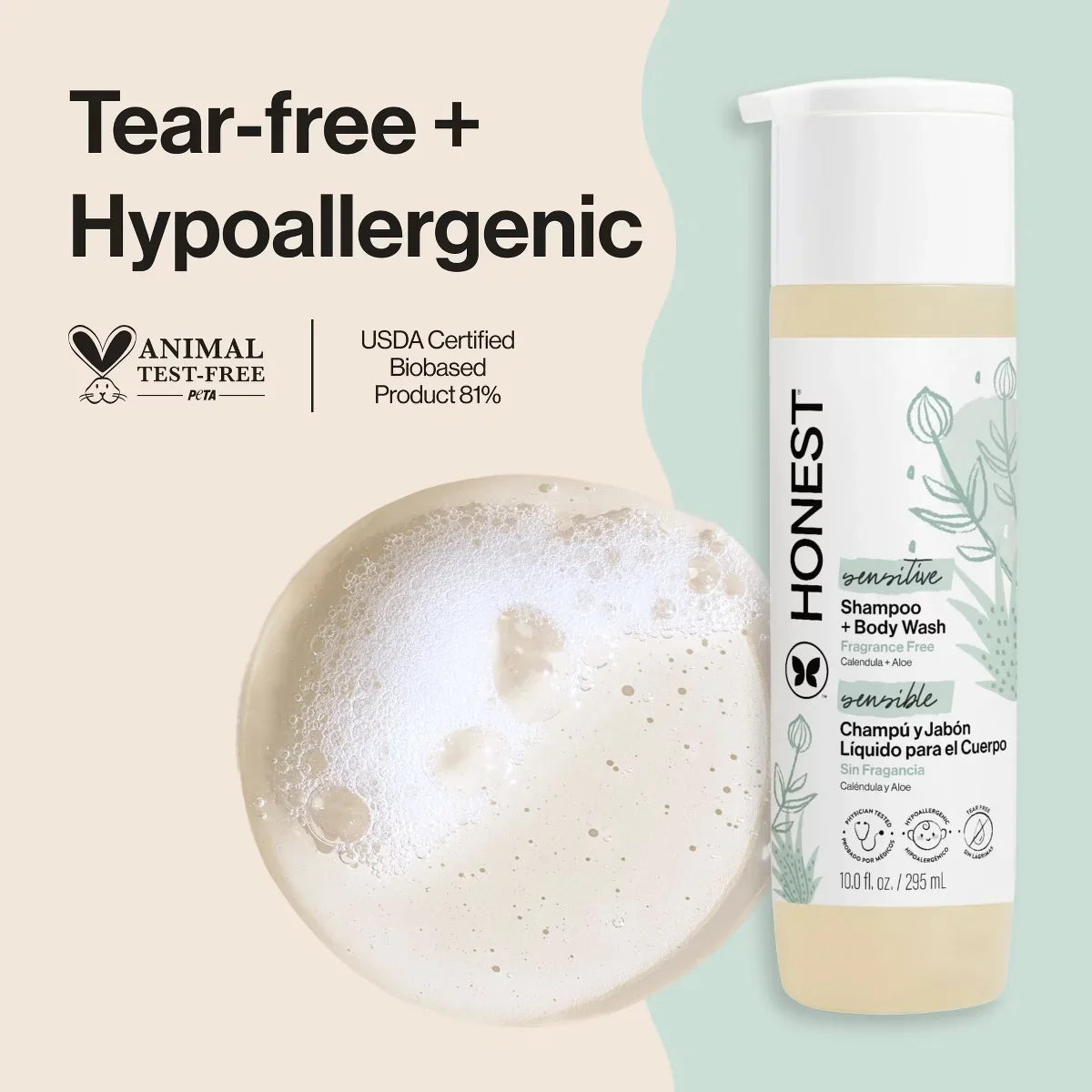 The Honest Company Sensitive Shampoo + Body Wash Fragrance Free