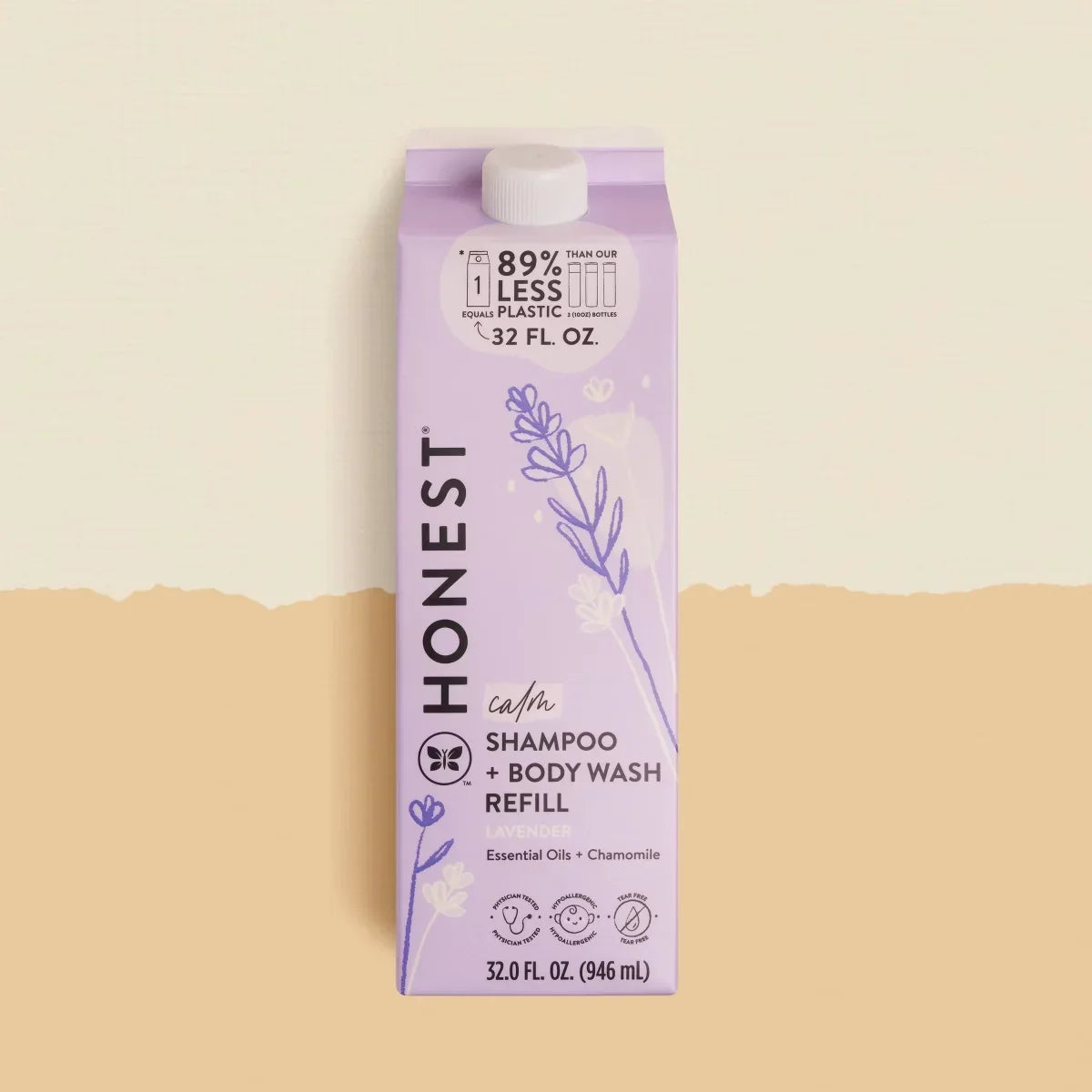 The Honest Company Calm Shampoo + Body Wash Refill, Lavender - 32 fl oz: Suitable for All Hair Types, Daily Use, Baby 2-In-1 Formula, Free from Dyes